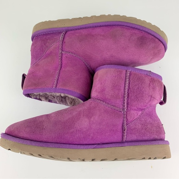 Ugg Classic Mini Purple Suede Two Tone Bootie 5854 US10 - Picture 8 of 11